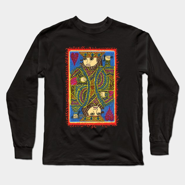 King Of Hearts Drawing Long Sleeve T-Shirt by NightserFineArts